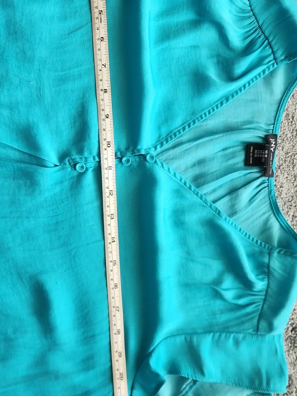 Jones New York Teal and Light Pink V-Neck Button Tunics - Picture 7 of 7